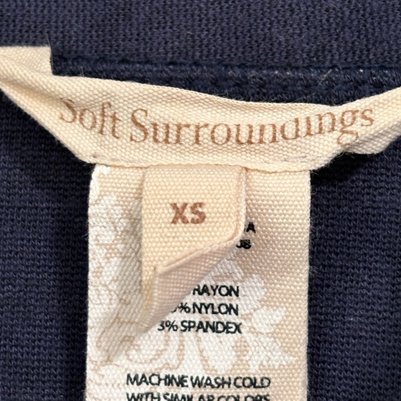 Soft surroundings navy blue gray striped Soft zip up Sweater Women size XS - Picture 7 of 12